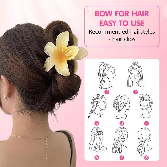 Pince Cheveux Fleur,6 Pièces Pince a Cheveux Fleur AntidéRapante Pince Cheveux Fleur Hawaienne Grandes Pince Fleurs Cheveux Plumeria