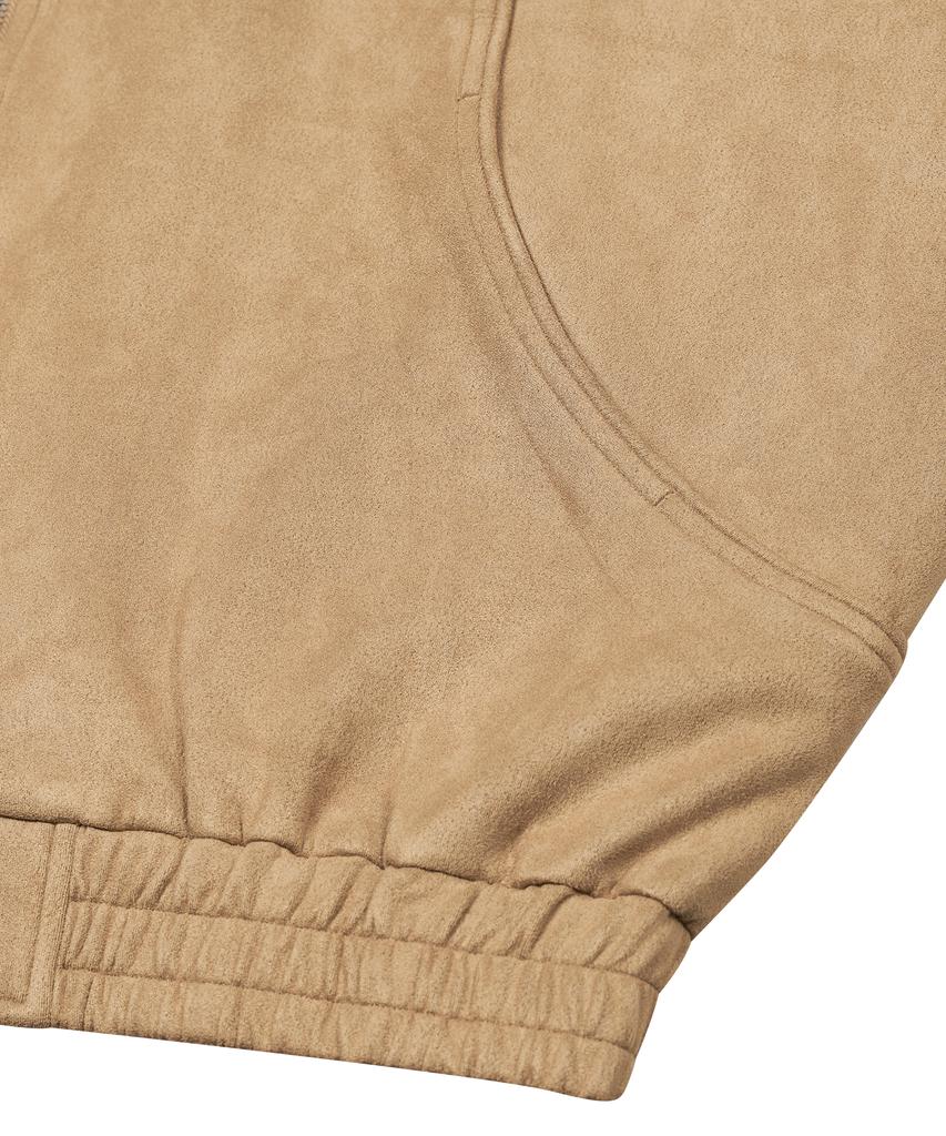 Ironyporno Whiteline 86-Iro253 Curved Bomber Suede Jacket Camel