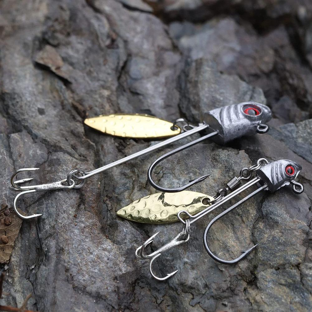 5pcs 7.2g/9.2g/16.4g Luminous Fishing Hooks With Willow Blades Jig Head Hook With Treble Hooks Fishing Tackle