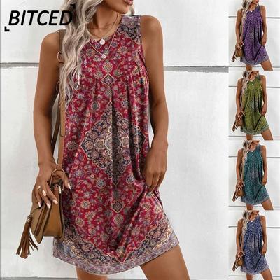 Fashion Summer Spring Sleeveless O-Neck Casual Dresses