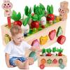 Montessori Puzzle Sorter Blocks Catch the Bug Wooden Cart Carrots