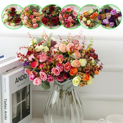 Künstliche Blumenrose, 21 Köpfe, 32 cm, Blumenstrauß, Dekor, Fake