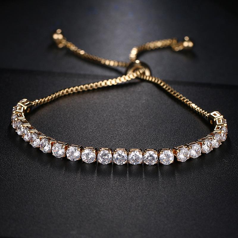 Sweet European  American Style Bracelet, Light Luxury Micro-set Zircon Sliding Bracelet розового золота