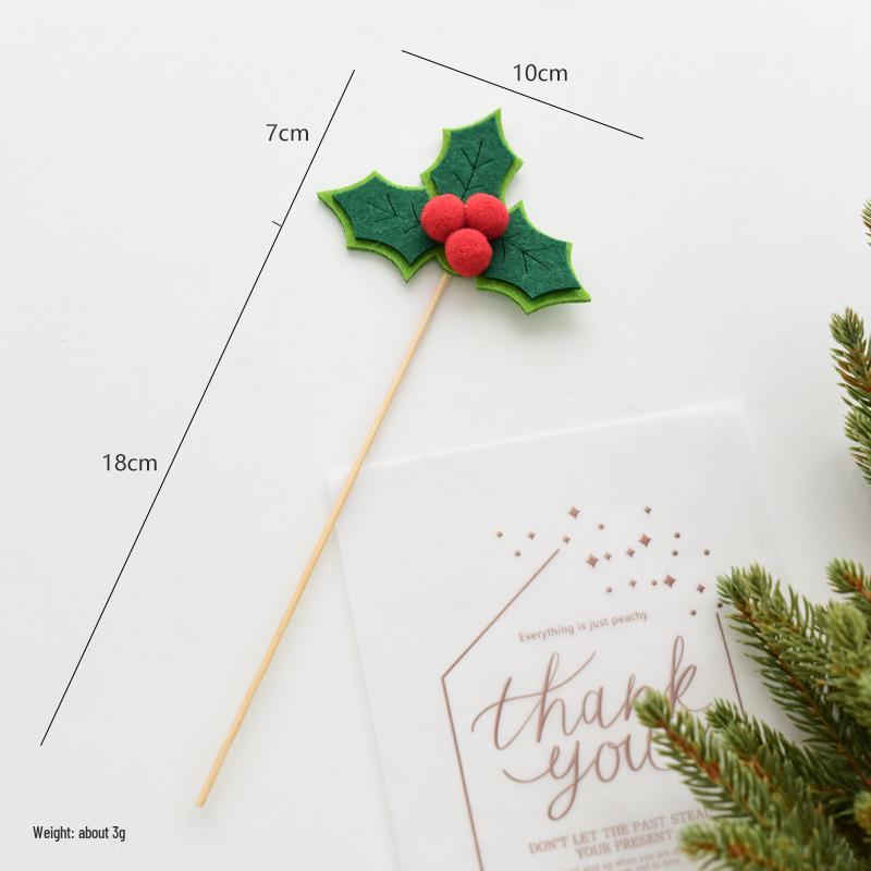 NUCHI Christmas Tree Ornaments: Red Berry Leaf Bow Inserts