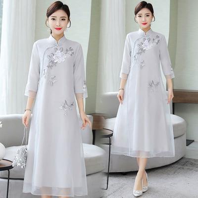 Cheongsam Geliştirilmiş Kadın Mizaç Çin Tarzı Çay Servisi Retro Elbise