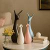 Home Décor Lucky Deer Family Matte Finish Ceramic Figures- (Set of 4, Sky, Brown, Pink, Off-White)