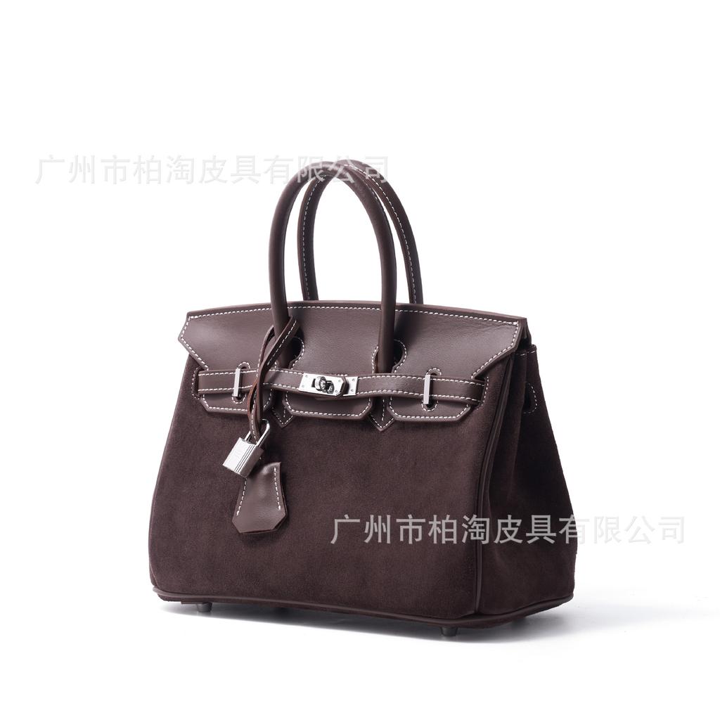 Platinum Bag Swift Leather and Suede 25/30CM Double Shoulder Strap Women's Bag Single Shoulder Messenger Versatile Fashion Handbag Bag