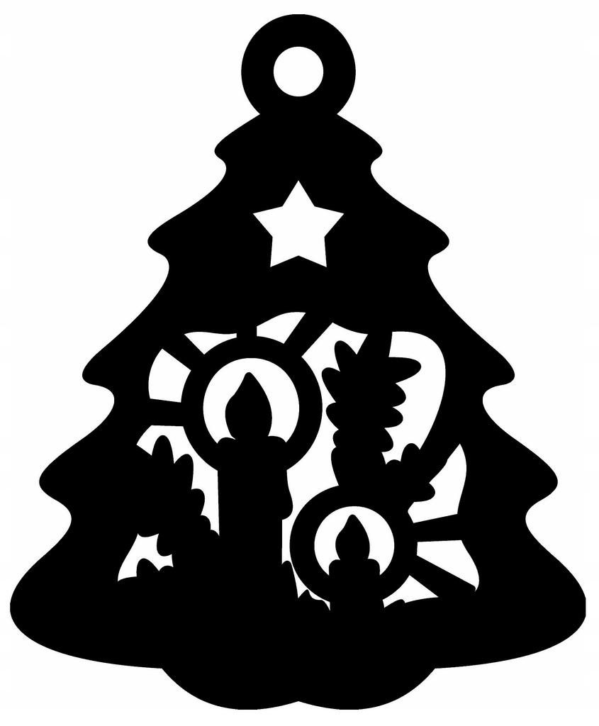 Ś7 Openwork Christmas tree decoration pendant Christmas window decoration black