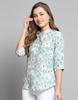 Monte Carlo Womens Printed Green Round Neck 3/4 Sleeve Top