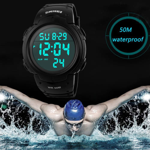 SKMEI Men's Digital Watch, Waterproof, LED Backlight, Large Numerals, Multi-Function, Sports Watch
