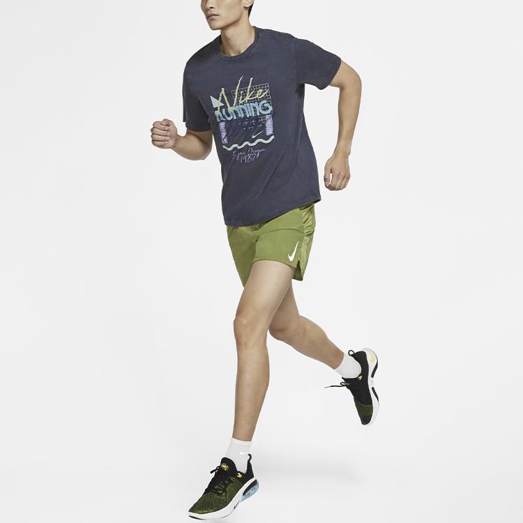 Nike Dri Fit T Shirts Men's Obsidian Color Crew Neck Moderate Straight Fit CZ8181-451
