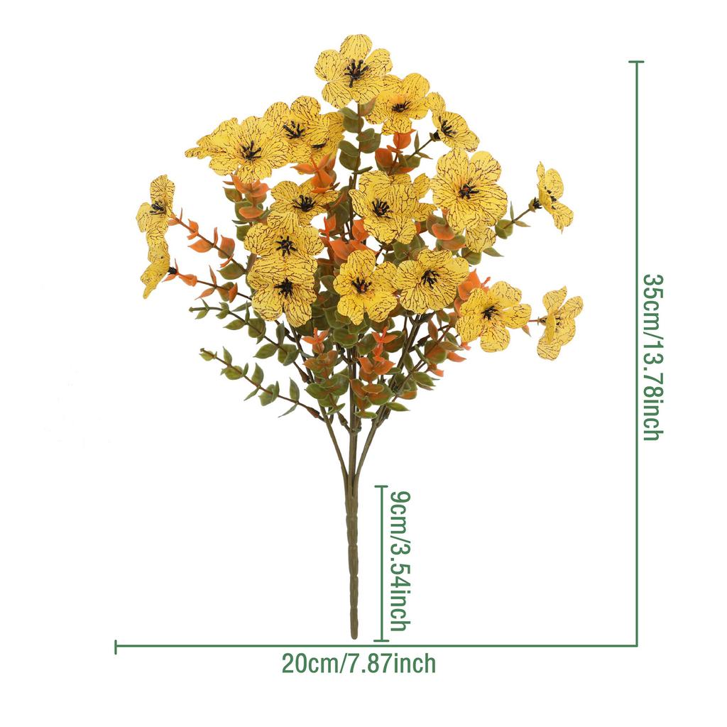 5 Bundles Plastic Fake Fall Artificial Flowers UV Resistant Fake Plastic Flowers Faux Plastic Flowers for Home Party Outdoor