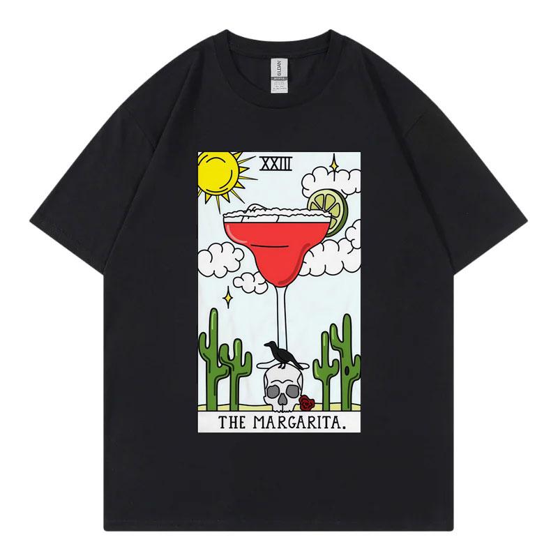 Margarita Tarot Reading Future Card Funny Meme T Shirt Fashion Y2k Short Sleeve Tshirts Unisex Unisex Casual Loose Cotton Tshirt