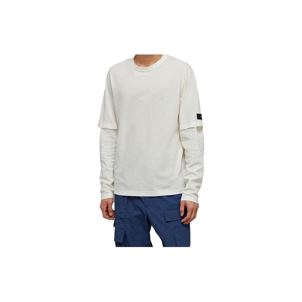 Adidas Solid Color Crew Neck Loose Long Sleeve T-Shirt Unisex Tops White HZ8821