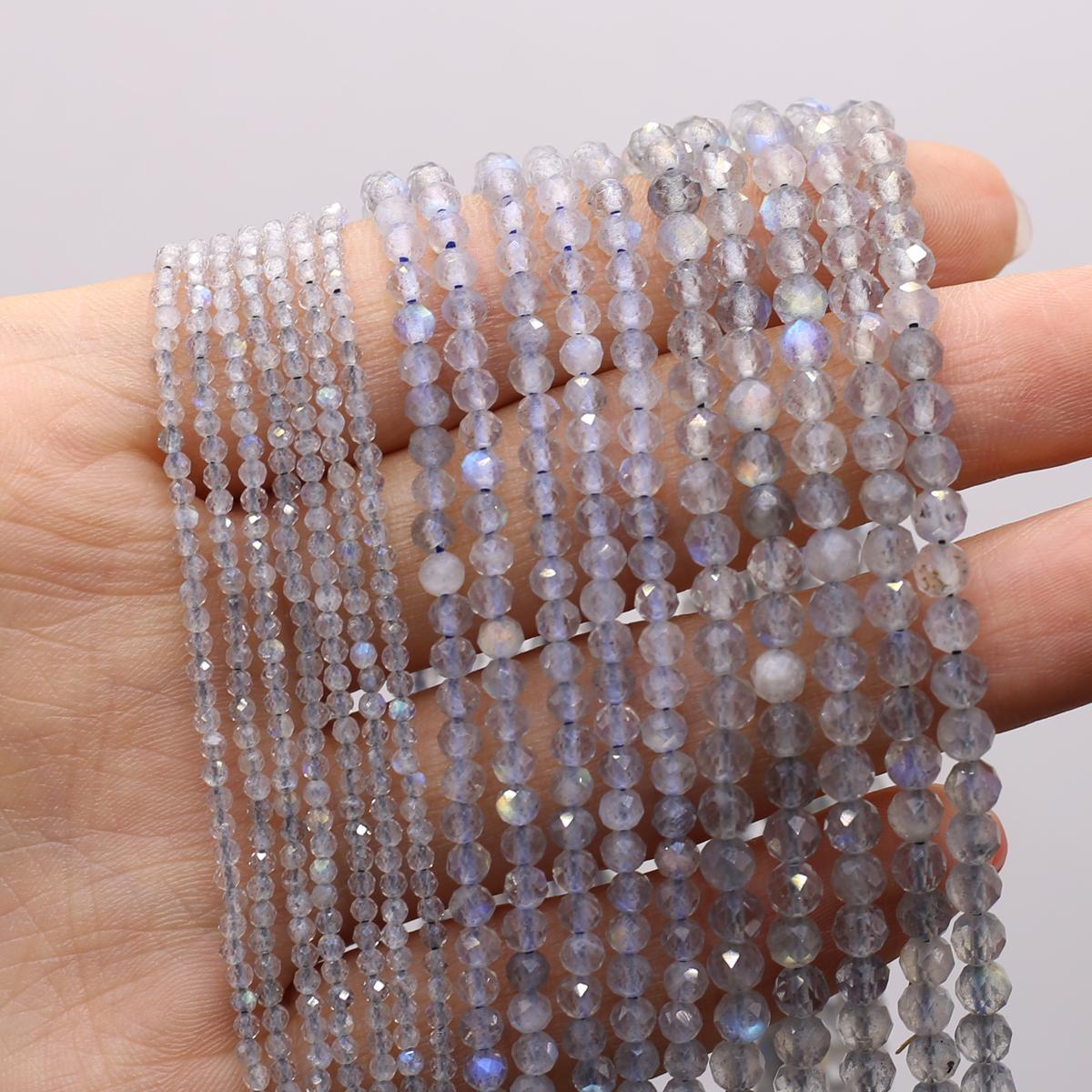 

2/3/4 мм натуральные камни круглые граненые бусины лабрадорит разделительные бусины для изготовления ювелирных изделий своими руками ожерелье браслет аксессуары 4mm