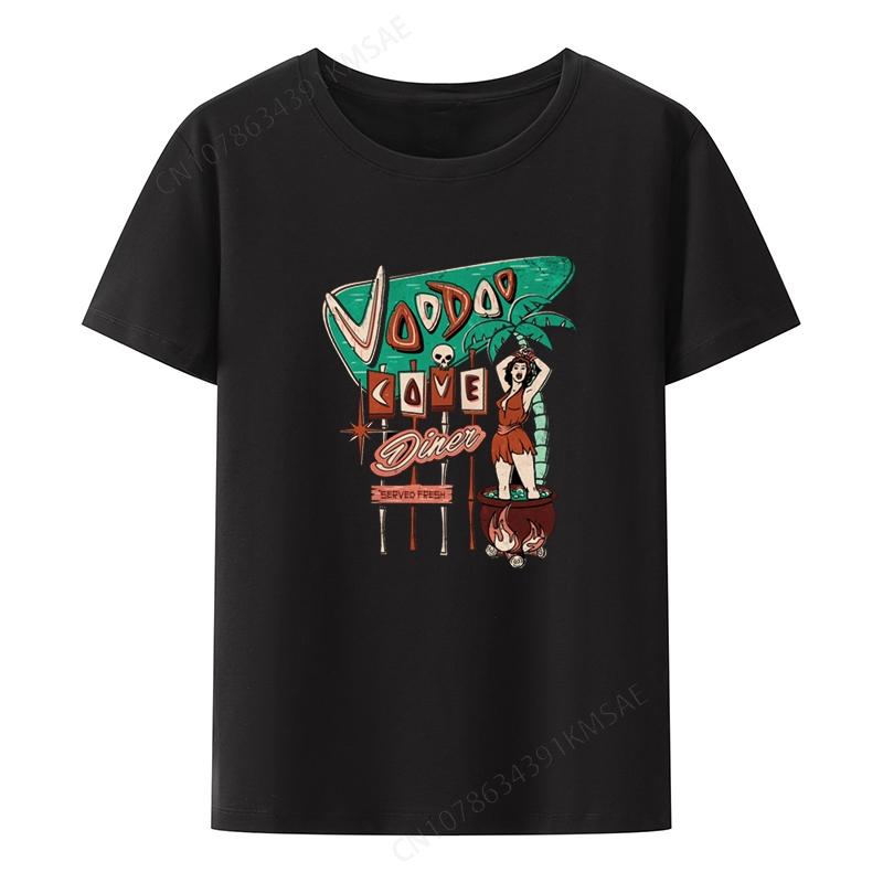 Voodoo Cove Diner Funny Graphic Printed T-shirt Short Sleeve Tee Camiseta Hombre Clothes Men Cl