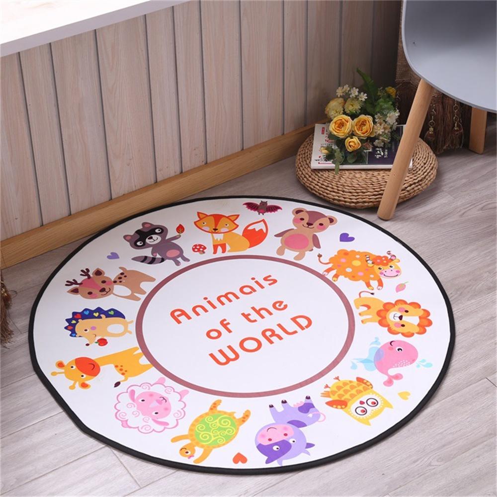 

Cartoon Printed Round Carpet Diameter 100cm Absorbent Floor Mat Living Room Bedroom Rug Doormat F