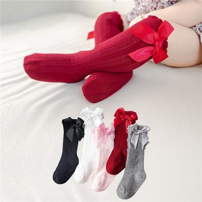 Baby Kleine Mädchen Atmungsaktive Socken Niedliche Schleife Kniehoch Kinder Kniestrümpfe Mode Schleifen Einfarbig Kinder Socken