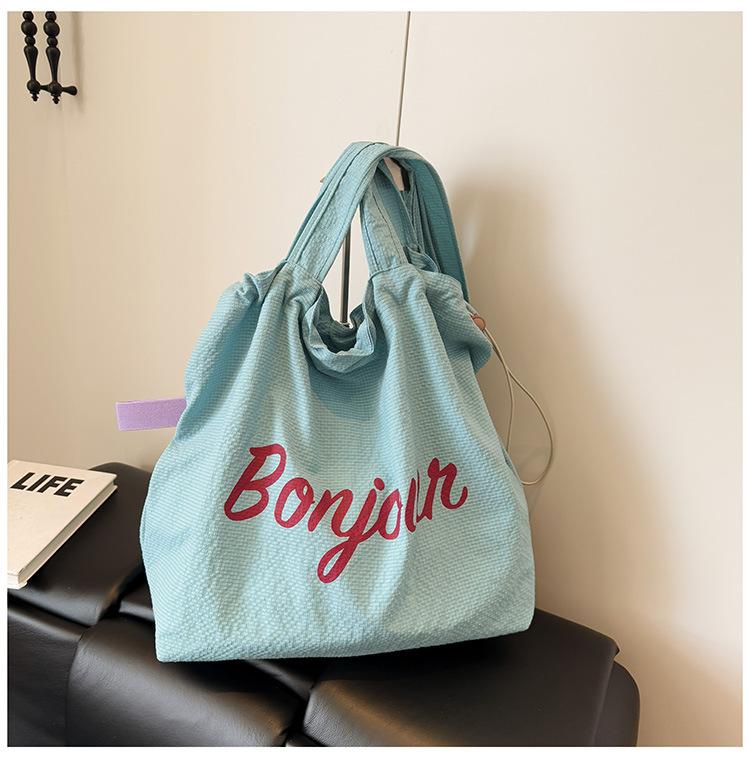 

Сумка-тоут с надписью, на плечо, тканевая сумка, сумка под мышкой, женская новая сумка в стиле «ленивый ветер», модный принт 2025 синий