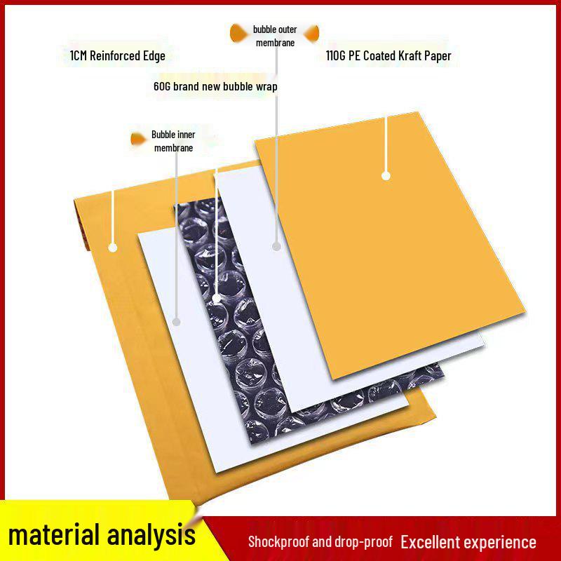Yellow Kraft Paper Bubble Envelope - Shockproof, Drop-Proof Packaging Bag