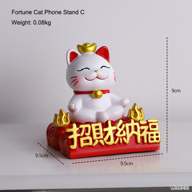 Cute Fortune Cat Phone Stand Creative Wealth Cat Model Phone Storage Rack Home Office Desktop Decoration Ornament Gift
