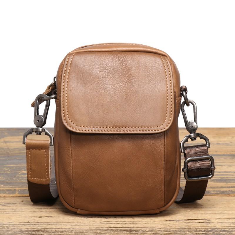 

Genuine Leather Crossbody Bag Business Casual Shoulder Top Layer Cowhide Simple Versatile Men s Waist Mobile Phone