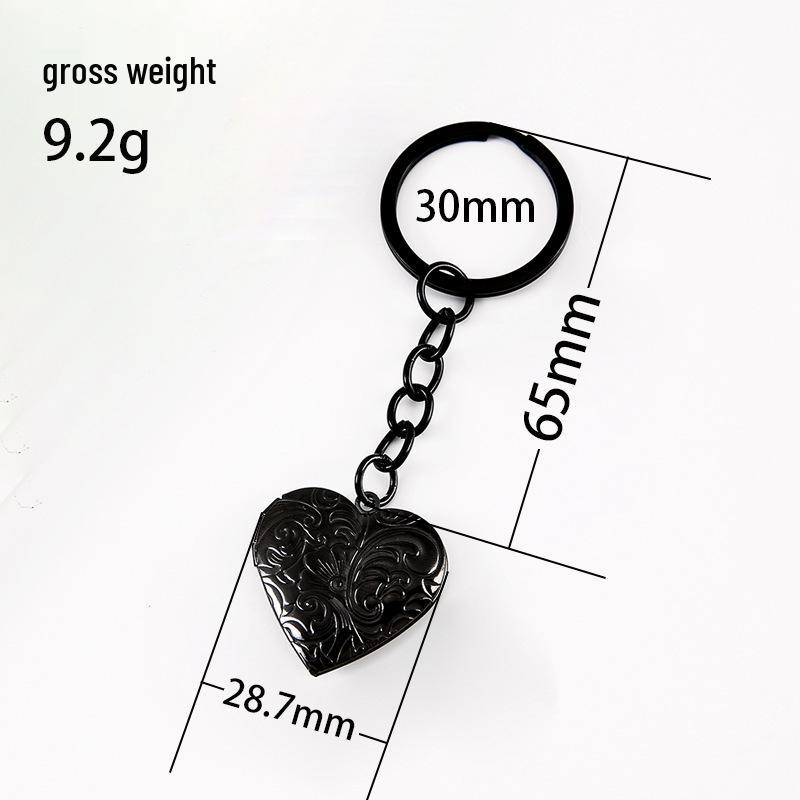 Heart-Shaped Metal Keychain with Cross Pattern and Photo Frame, Stainless Steel, DIY Mirror Finish