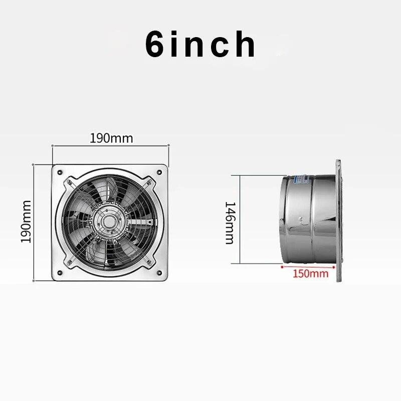 6''7'' Stainless Steel Kitchen Ventilator Exhaust Fume Household Exhaust Fan Exhaust Fan Wall Ventilator