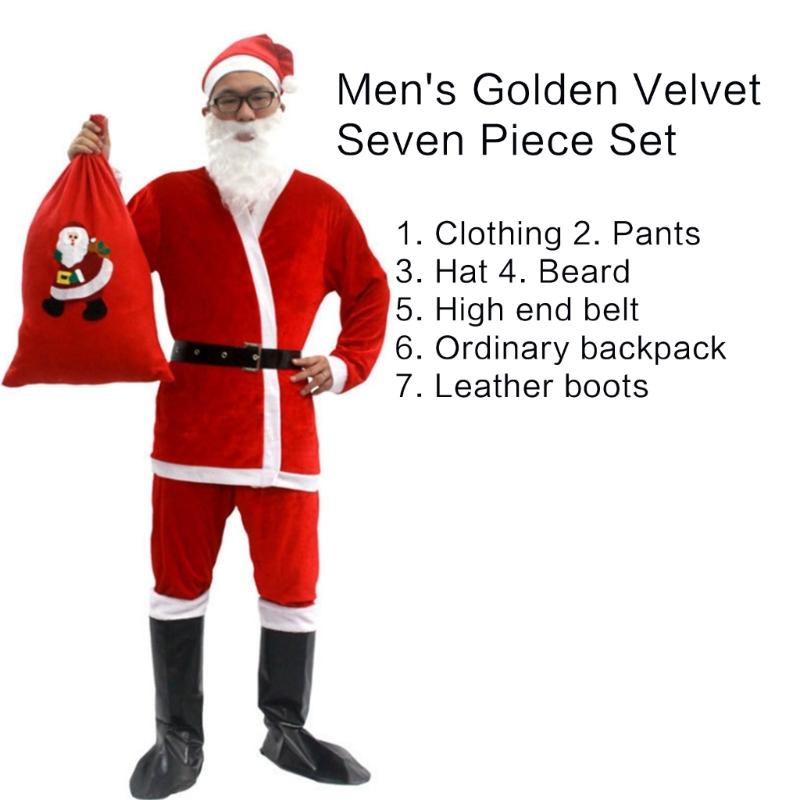 Santa Suit Christmas Santa Clauses Costume for Men Women Adults 3/4/5/6/7 Santa Costume Outfits Funny Santa Bear Hat