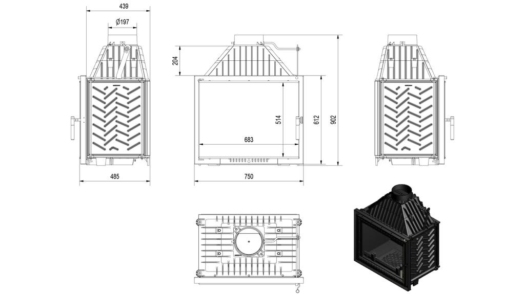 Cast Iron Fireplace AMELIA DECO 21 kW Ø 200