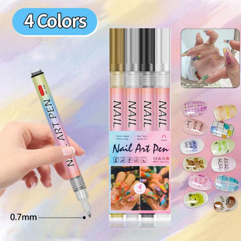 12Pcs Nail Art Pen Marker Set - 0.5mm Fine Tip for Precise Graffiti Drawing