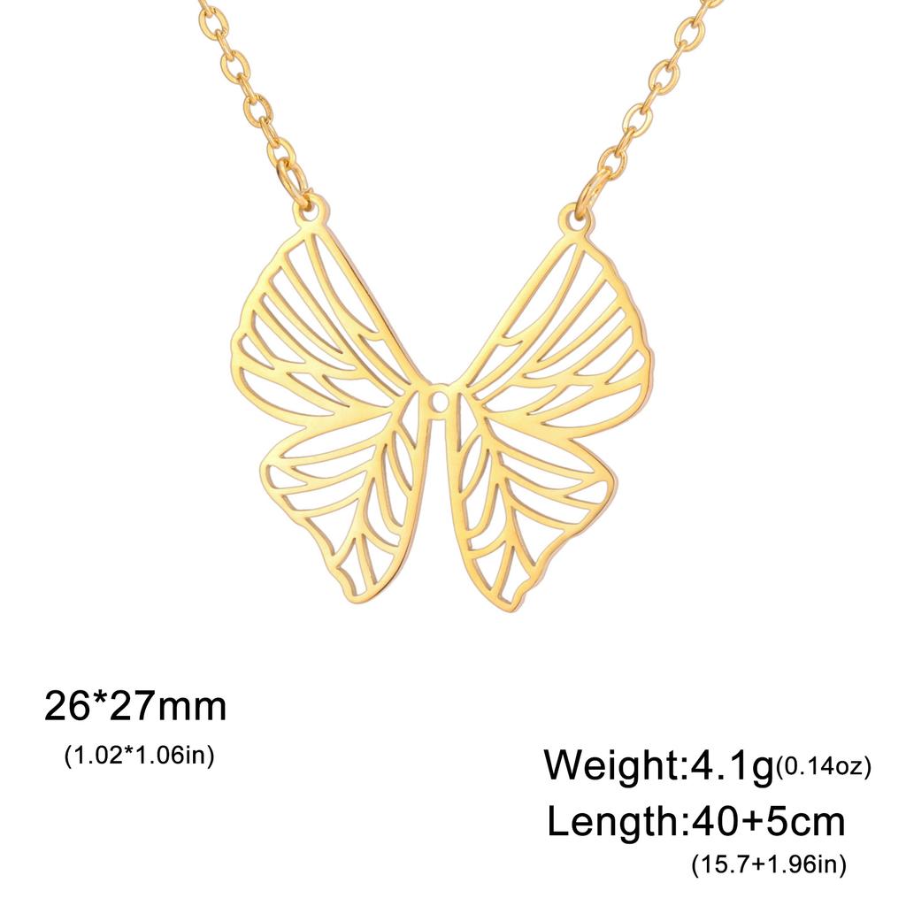 Teamer Delicate Sweet Butterfly Pendant Necklace for Women Girls Stainless Steel Fashion Choker Jewelry Valentine's Day Gift