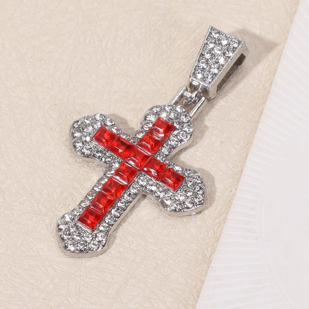 Hip Hop Zircon Cross Necklace: Versatile Titanium Steel Pendant Choker