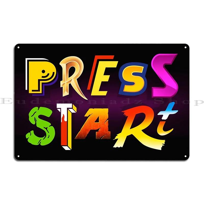 Press Start Metal Plaque PaintingGarage Designing Decoration Printing Tin Sign Poster 20X30CM