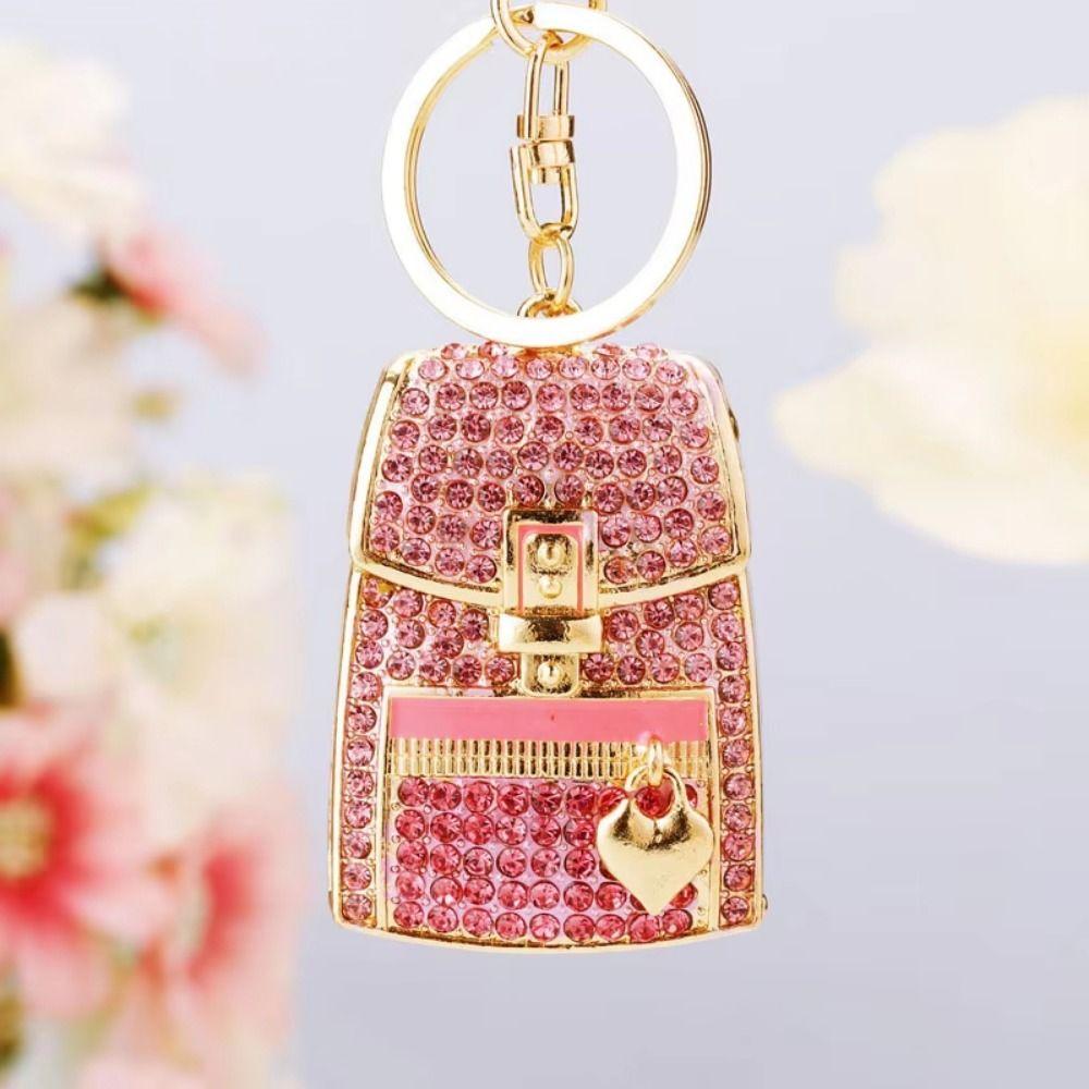 Fully-jewelled Bag Shaped Keychain Color Mixing Bag Accessories Pendant Car Key Pendant  Unisex