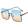Fashion Oversized Square Sunglasses Women Brand Retro Big Frame Sun Glasses Female Metal Semi-Rimless Designer Oculos De Sol