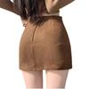 Melaleuca Suede Side Slit Bodycon Skirt - Autumn/Winter Girls' Hip-Hugging Casual Mini Skirt