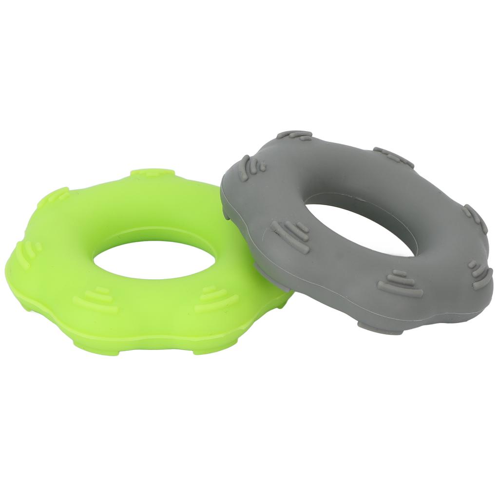2pcs Hand Grip Strengthener Silicone 40lb Green Exerciser Ring 40lb Gray Strength Ring for Muscle Training Massage