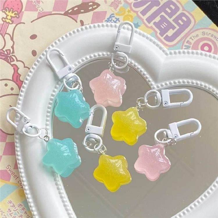 Star Keychain Fashionable Bag Accessory Portable Keyring Trendy Plastic Keychain