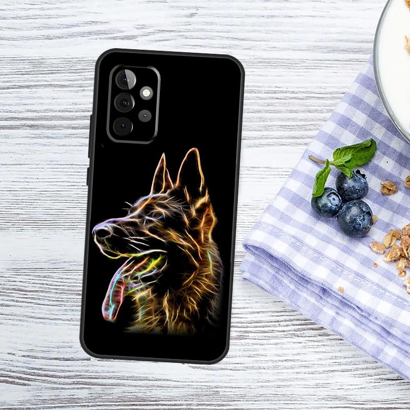 Cartoon German Shepherd Dog Case For Samsung Galaxy A13 A23 A33 A53 A52 A32 A12 A56 A36 A16 A54 A34 A14 A15 A35 A55 A17