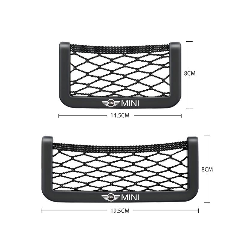 Car Organizer Storage Bag Auto Paste Net Pocket Phone Holder Car Accessories For BMW Mini Cooper F54 F55 F56 R56 R60 SONE Roadster Clubman Coupe