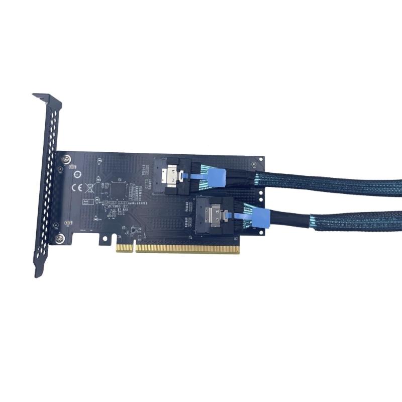 Universelle PCIe4.0/5.0-kompatible Erweiterungskarte zur Umwandlung eines X16-Slots in SlimSAS-Schnittstellen für den Anschluss mehrerer Geräte