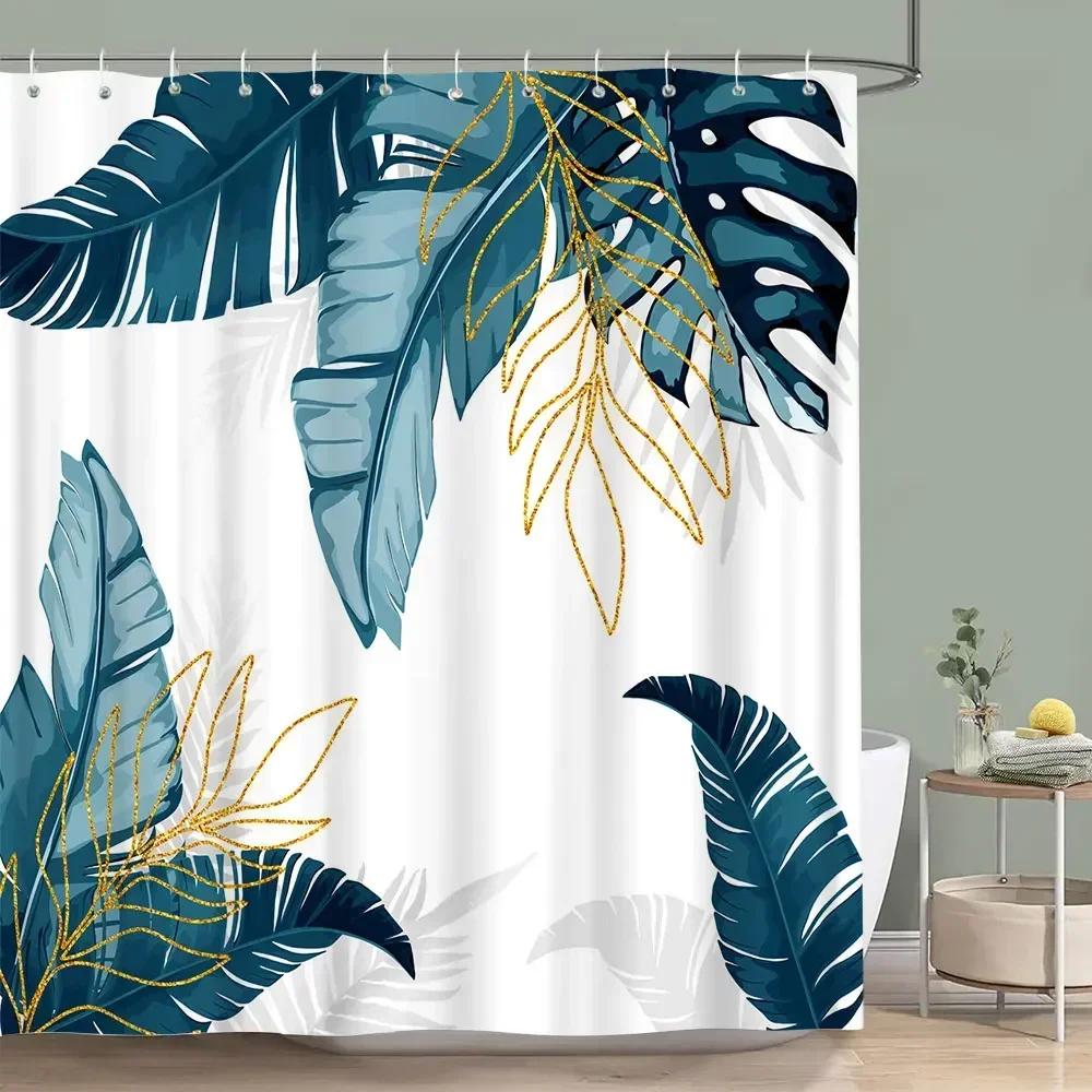 Sage Green Shower Curtain Plant Botanical Eucalyptus Leaf Watercolor Greenery Leaves Floral Bath Curtains Fabric Bathroom Decor