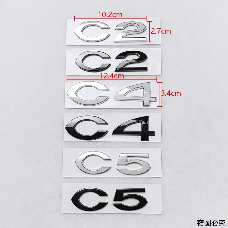 Plata Negra para Citroën C1 C2 C4 C5 Elysee ABS Cromo Logo Emblema Letras Insignia Estilo Exterior del Coche Pegatina Trasera del Maletero del Automóvil