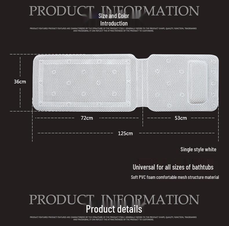 2020 PVC Foam Bath Pillow Mat - Large, Comfortable, Non-Slip Bathtub Cushion