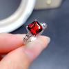 Colorful Square Ruby Simulated Open Ring for Women