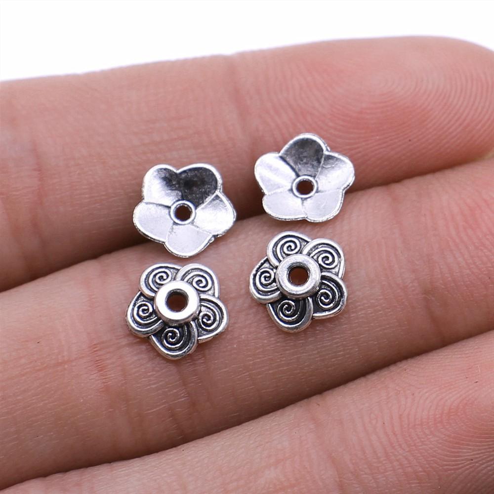 100pcs Flower Torus Shape Alloy Beads Caps Jewelry Findings Spacer Beads For Jewelry Making Charms Necklace Bracelets