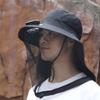 Foldable Solar Fan Hat With Net Mesh Fishing Bucket Hat Fashion Mosquito Head Net Hat  Fishing