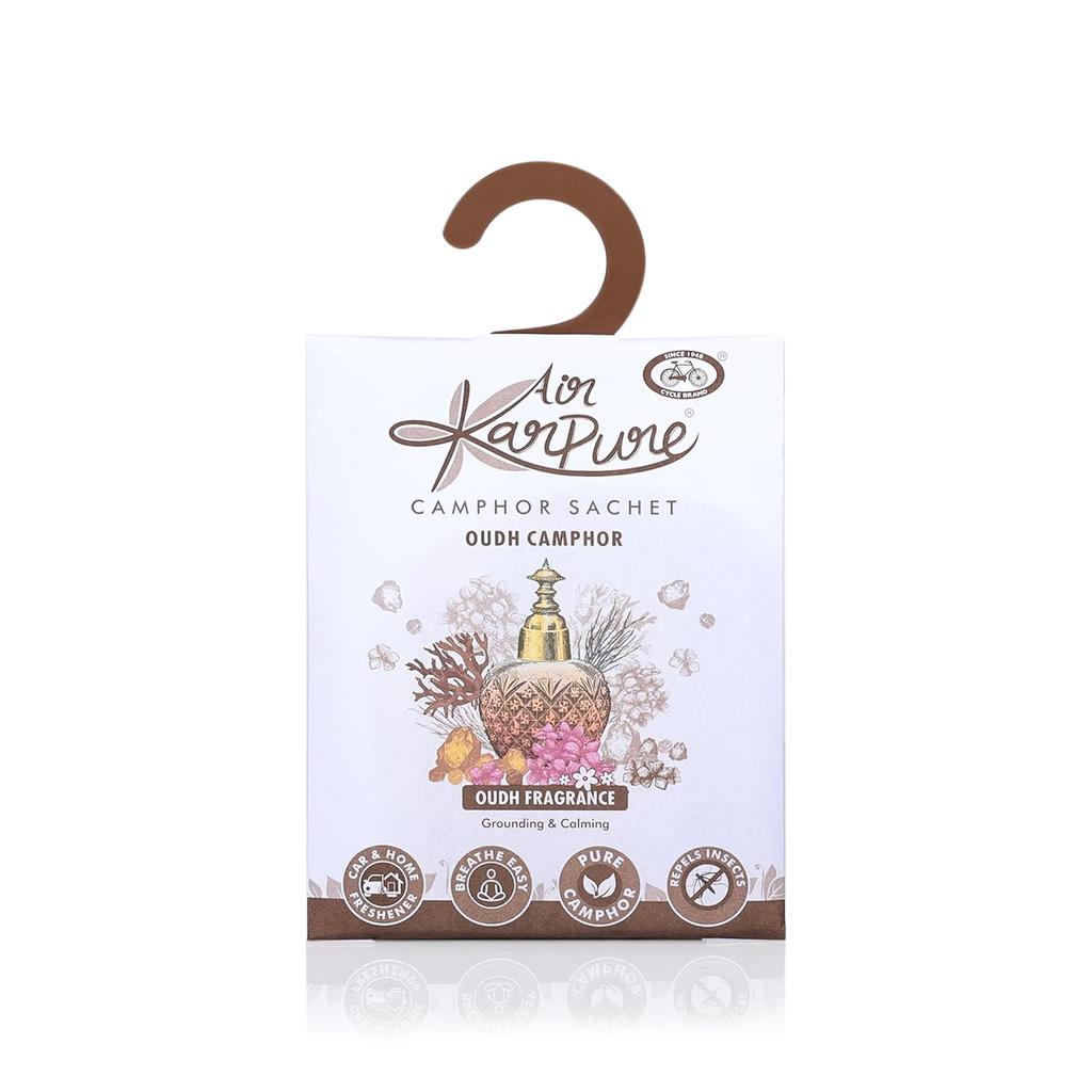 Cycle Pure Karpure Camphor Sachet Pack Of 3 Long Lasting Air Freshener For Home Car Wardrobe Bathroom With Oudh Citrus Thyme