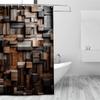 Duschvorhang mit Holzwand-Design - Strapazierfähiges Polyester, Leicht zu reinigen, Haken im Lieferumfang für Badezimmer- und Duschwannen-Dekoration